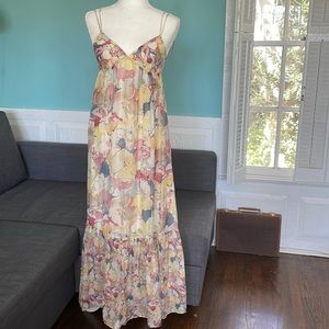 Zara Boho Ethereal Floral Light Airy Cotton Silk Maxi Dress S Made In Mo…